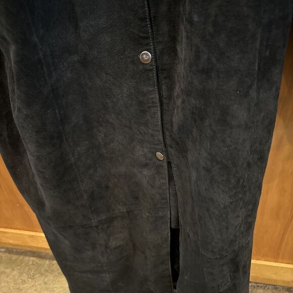 Adventure Bound Originals Duster Outback Trench Coat XL Black Suede Snaps Lined - Picture 11 of 16